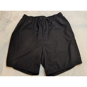 Reebok Mens XL Black Running Shorts Drawstring Zip Pocket Athletic Gym